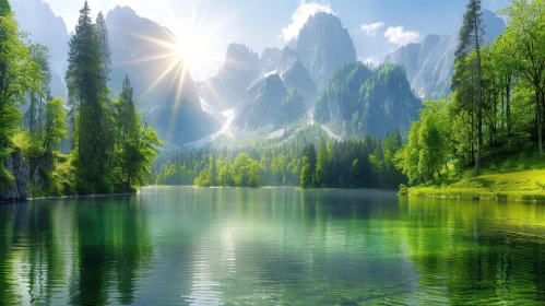 Tranquil Mountain Lake Landscape