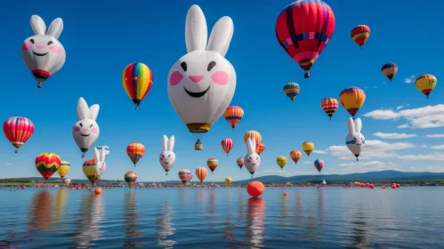 Whimsical Skyline with Bunny Balloons - Mesmerizing Optical Illusions