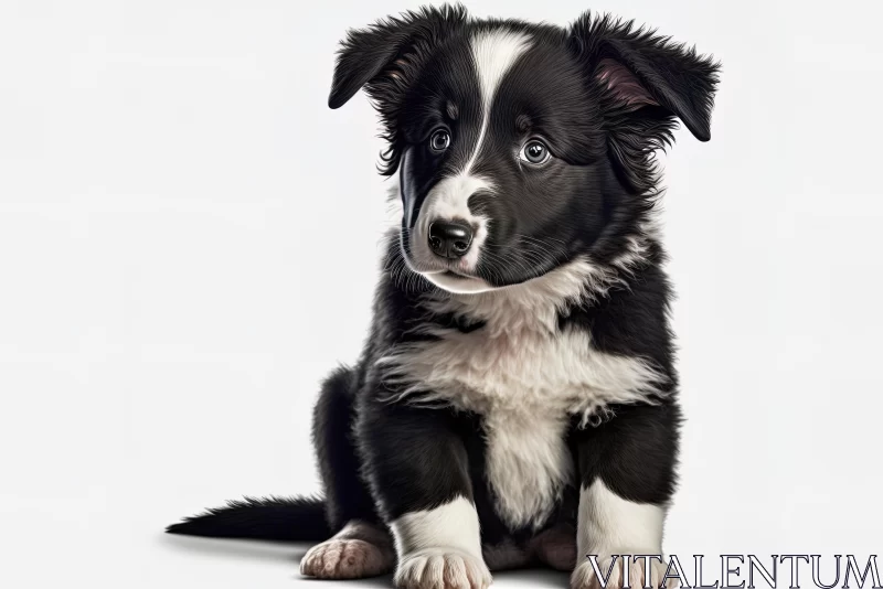 Black and White Border Collie Puppy - Minimal Retouching AI Image