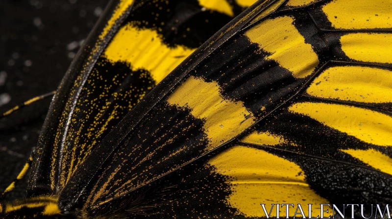 Close-up of a Yellow Butterfly Wing - Intricate Patterns and Beauty AI Image