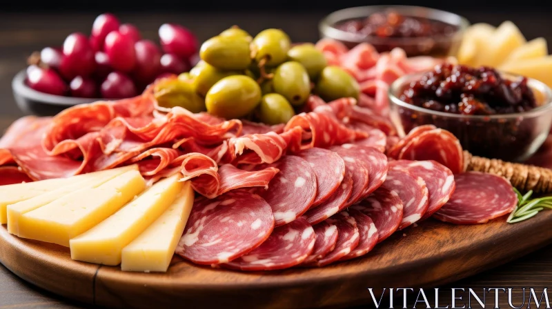 AI ART Delicious Charcuterie Board with Meats and Cheeses