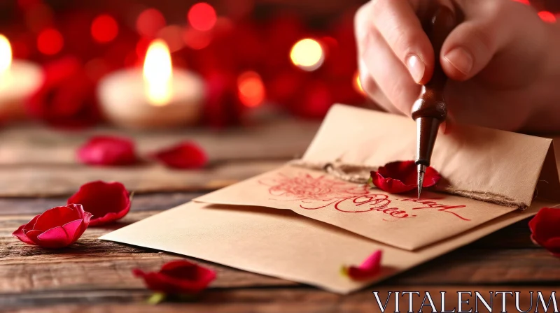 Passionate Love Letter on a Wooden Table | Romantic Image AI Image