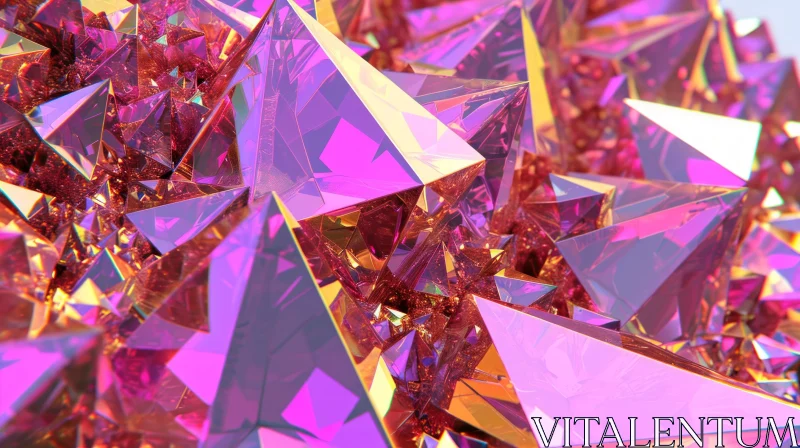 Pink and Purple Crystal Pyramids: A Captivating Close-up AI Image