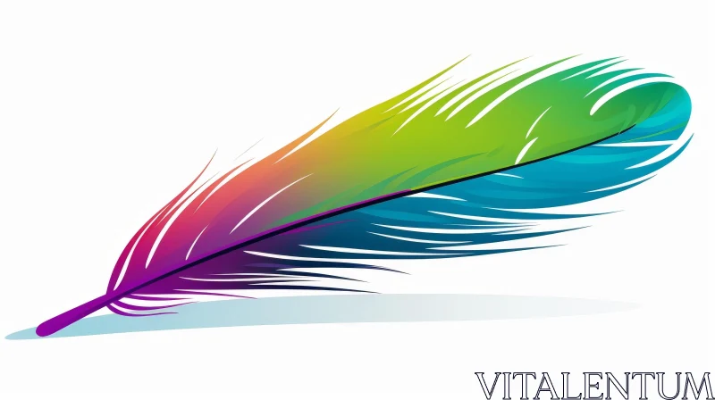 Rainbow-Colored Feather Illustration AI Image