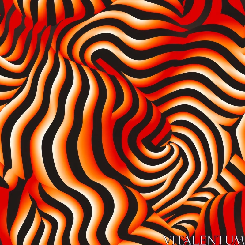 Abstract Interlocking Shapes Painting in Orange and Yellow AI Image