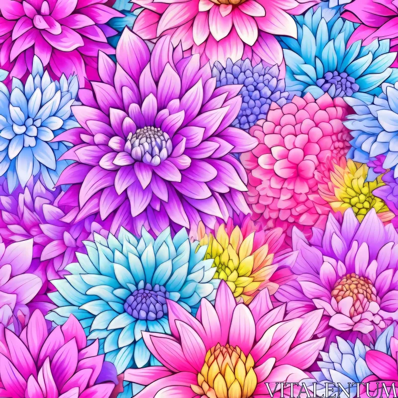 Colorful Dahlia Flower Pattern for Fabric and Home Decor AI Image
