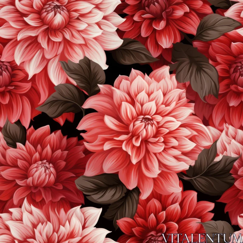 AI ART Elegant Dahlia Floral Pattern on Black Background