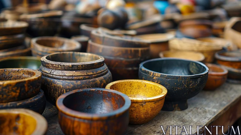 Exquisite Wooden Bowls: A Captivating Close-Up AI Image