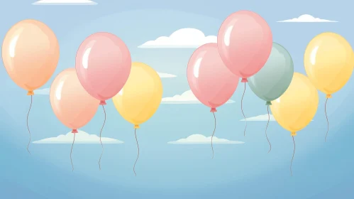 Tranquil Sky with Pastel Balloons - Nature Inspired Image