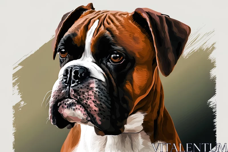 Boxer Dog Portrait Painting - Colored Cartoon Style AI Image