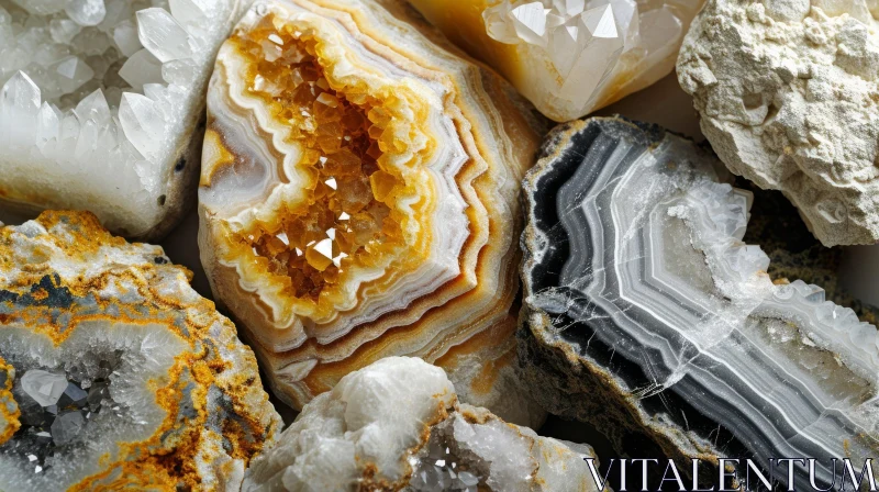 Close-Up of Captivating Gemstones in Yellow and White Shades AI Image