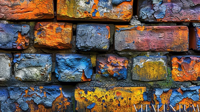 Colorful Brick Wall Close-Up | Abstract Photography AI Image