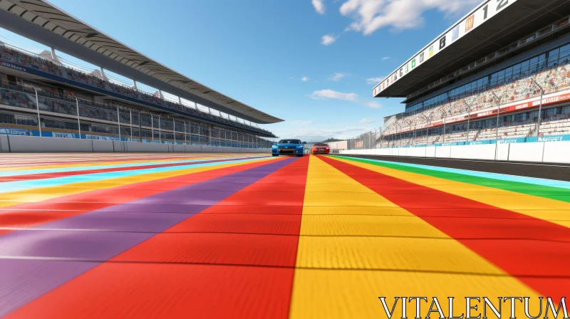 Colorful Sports Cars Racing on Vibrant Track AI Image