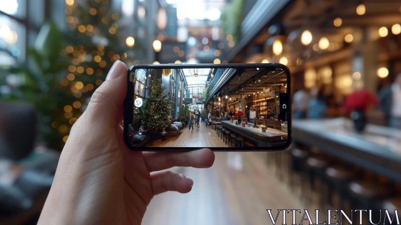 Festive Restaurant Scene: Capturing the Magic of Christmas with a Smartphone AI Image
