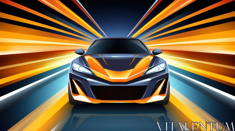 Futuristic Black and Orange Sports Car Digital Painting AI Image