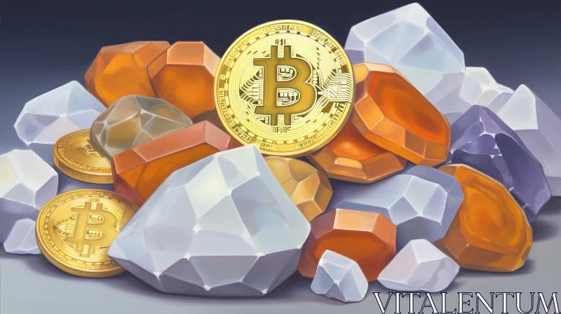 Luxurious Gemstones and Bitcoin Painting AI Image