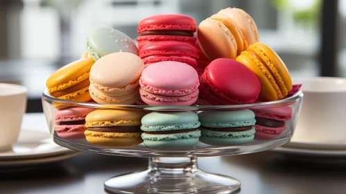 Multicolored Macarons Plate Close-Up