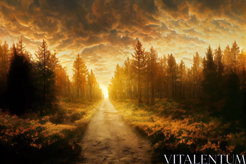Captivating Yellow Sky Above Trees - A Joyful Celebration of Nature AI Image