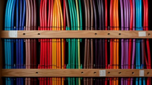 Colorful Electrical Cables Wall - Technology Image