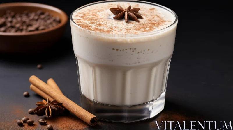 Dark Background Glass of Milk with Spices AI Image