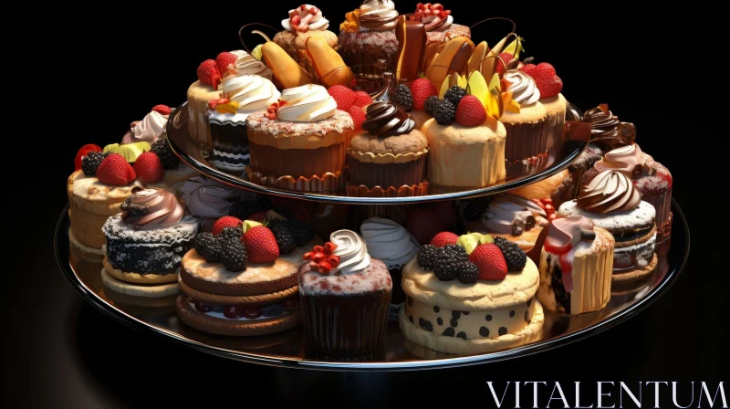 Delicious Cake and Cupcake Display AI Image