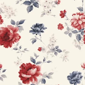 Elegant Floral Seamless Pattern on Light Cream Background