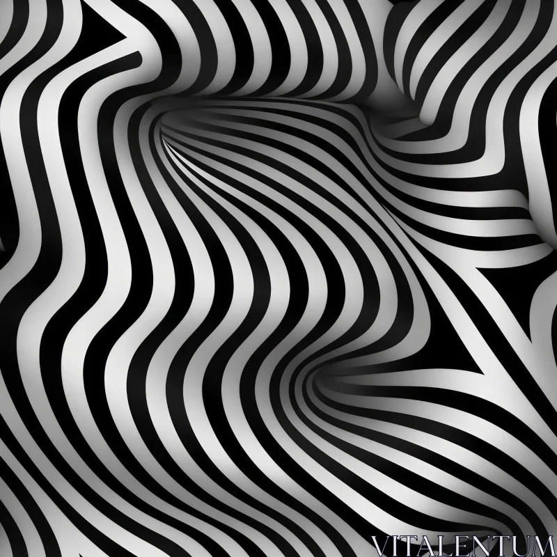 AI ART Monochrome Wavy Stripes Pattern