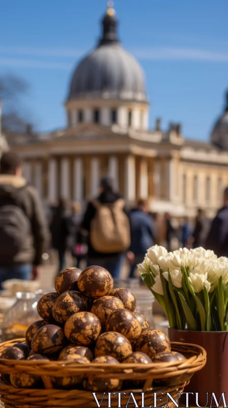 Oxford's Old Cathedral and City Market - A Charming Still Life AI Image