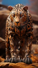Robotic Leopard in Steampunk Style - Mechanical Realism Art