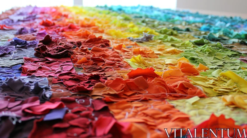 Vibrant Rainbow Made of Fabric Scraps - Abstract Artwork AI Image
