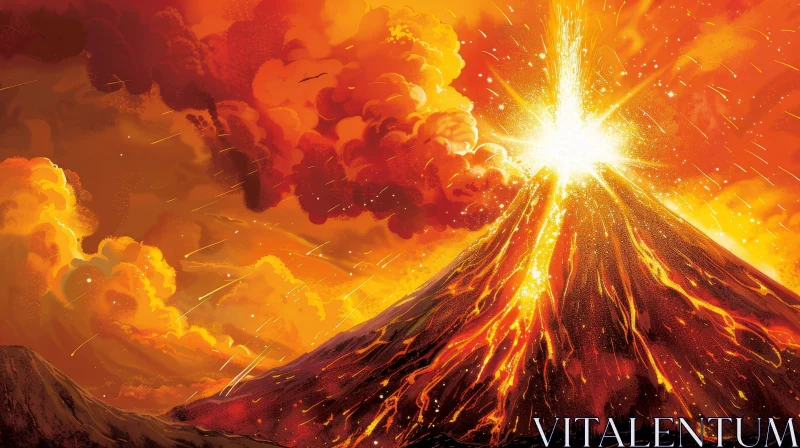 AI ART Volcanic Eruption: Lava and Ash Spew Dangerously
