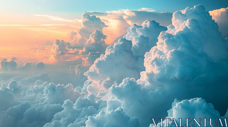 Beautiful Cloudscape with Varied Cloud Formations and a Warm Glow AI Image
