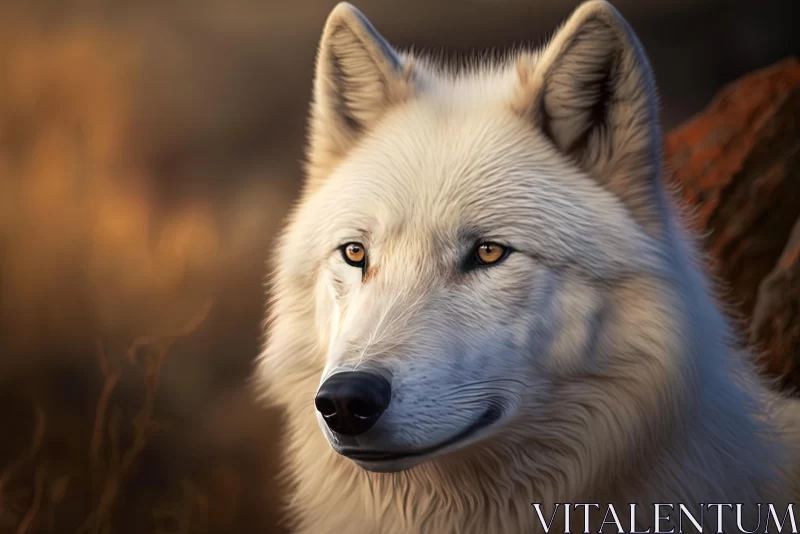 Majestic White Wolf in Digital Painting Style | Serene and Realistic Landscape AI Image