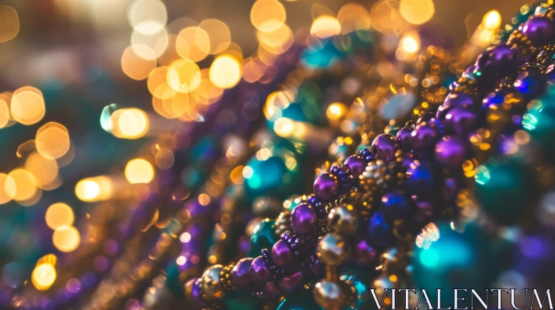 Mardi Gras Necklace - Festive and Reflective Beads AI Image