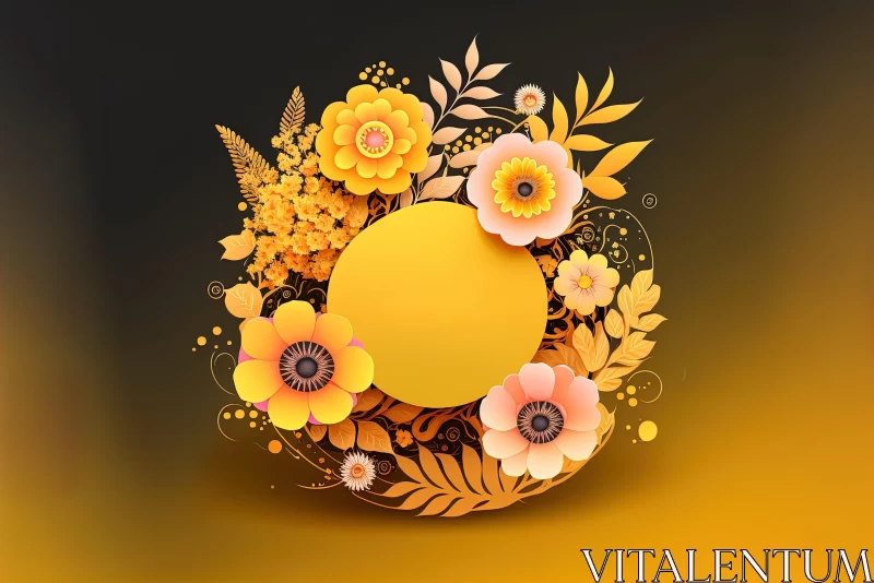 Abstract Yellow Flower Background Frame for Photoshoot | Digital Illustration AI Image