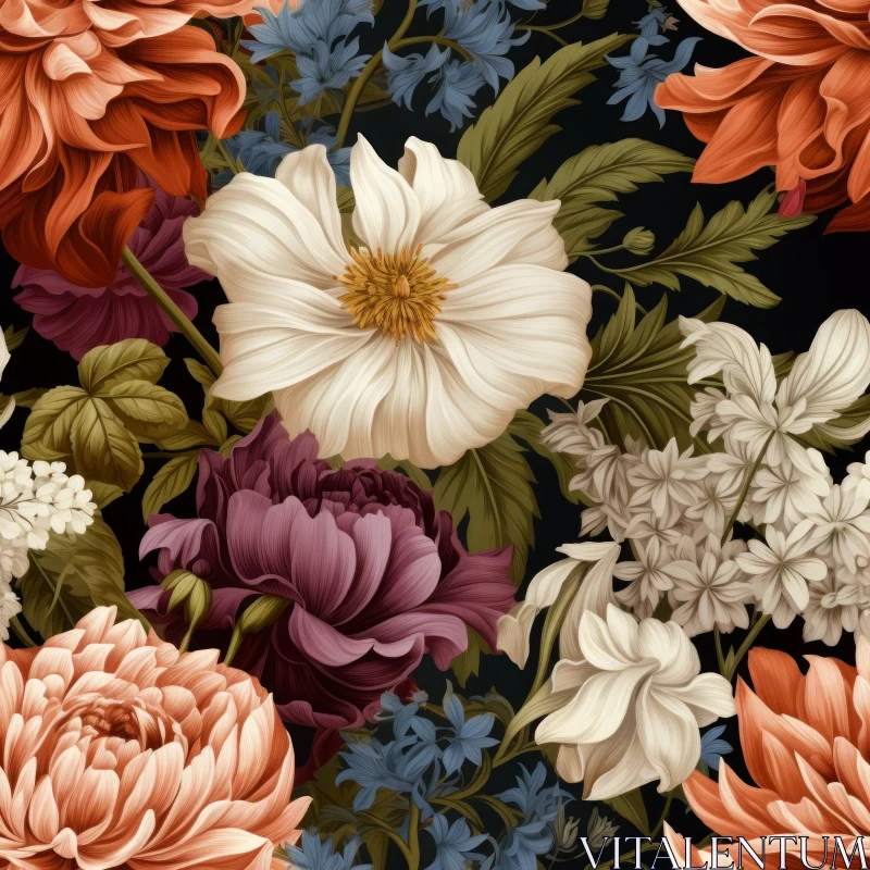 Dark Floral Seamless Pattern with Roses AI Image