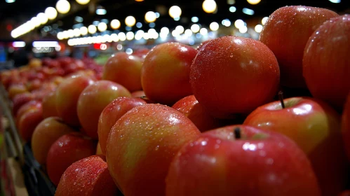 Glistening Red Apples in a Grocery Store | Close-up Photography