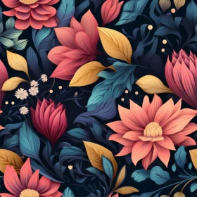 Intricate Floral Pattern on Dark Blue Background