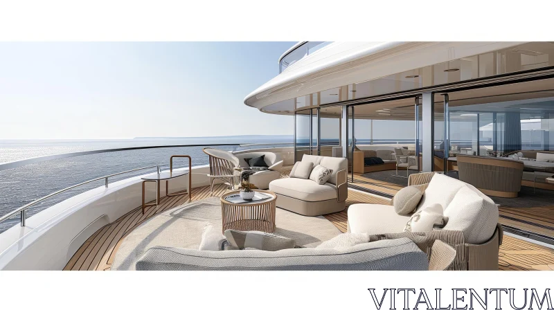 Luxurious Yacht with Spacious Deck and Panoramic Ocean Views AI Image