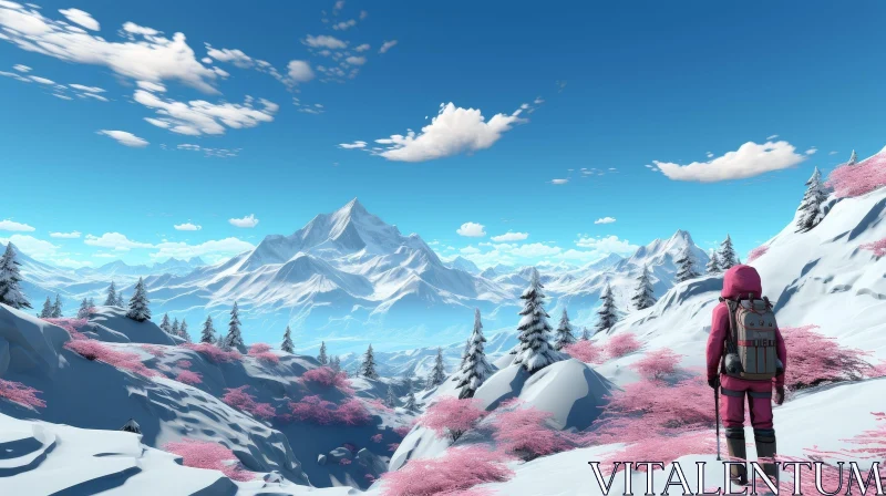 Majestic Snow-Capped Mountain Landscape AI Image