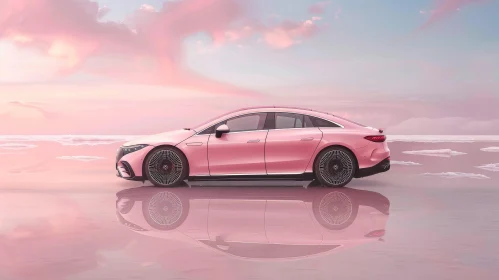 Pink Mercedes-Benz EQS Electric Car Rendering