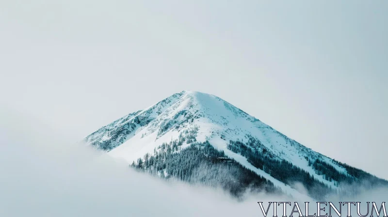 AI ART Snow-Capped Mountain Peak Above Clouds