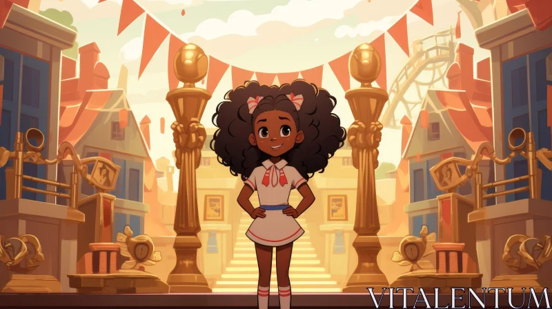 Young Girl in Carnival Illustration AI Image