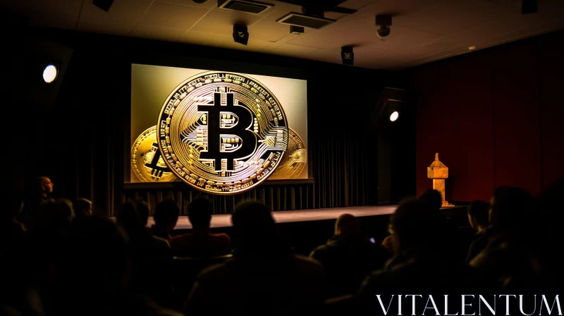 Bitcoin Symbol on Movie Theater Screen AI Image