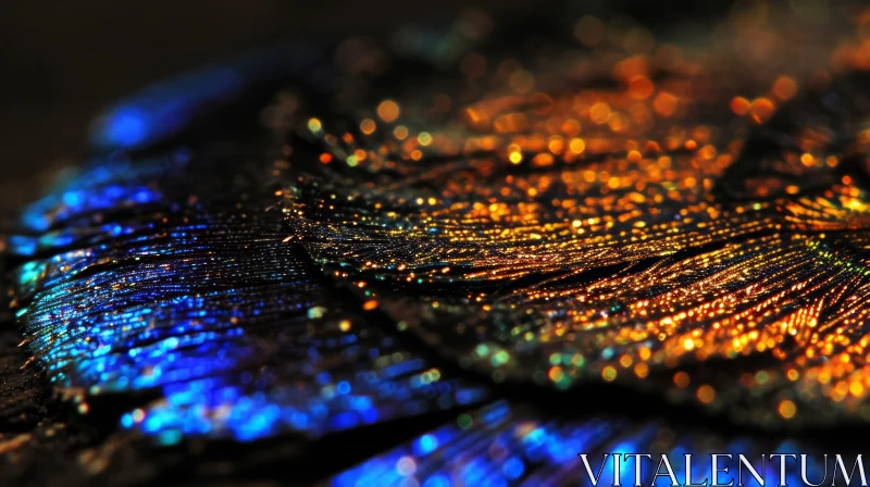 Captivating Peacock Feather Close-up: A Mesmerizing Display of Iridescent Colors AI Image