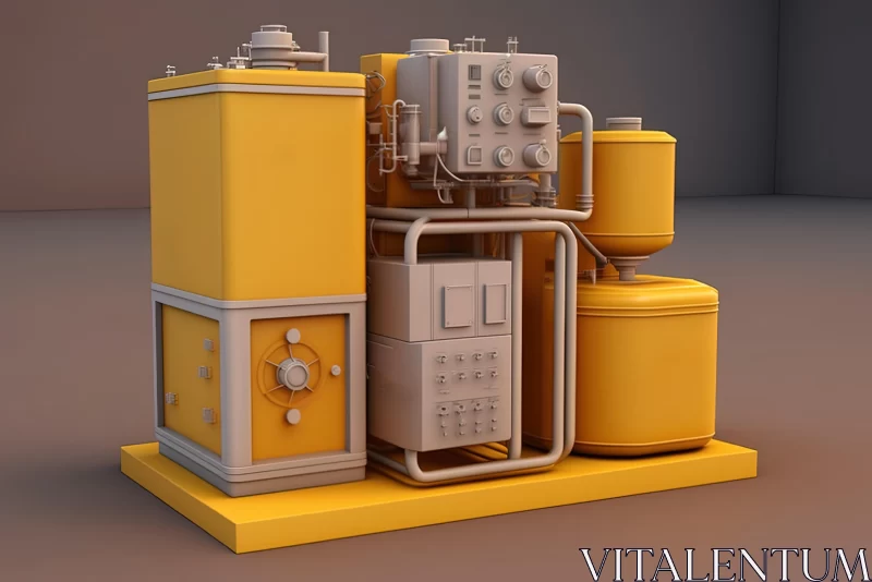 Captivating Yellow Oil Refiner 3D Model for Sale | Circuitry Inspired Art AI Image