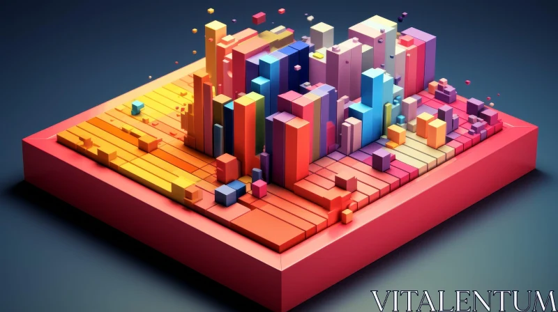 Colorful 3D Cityscape Rendering with Intriguing Mystery AI Image