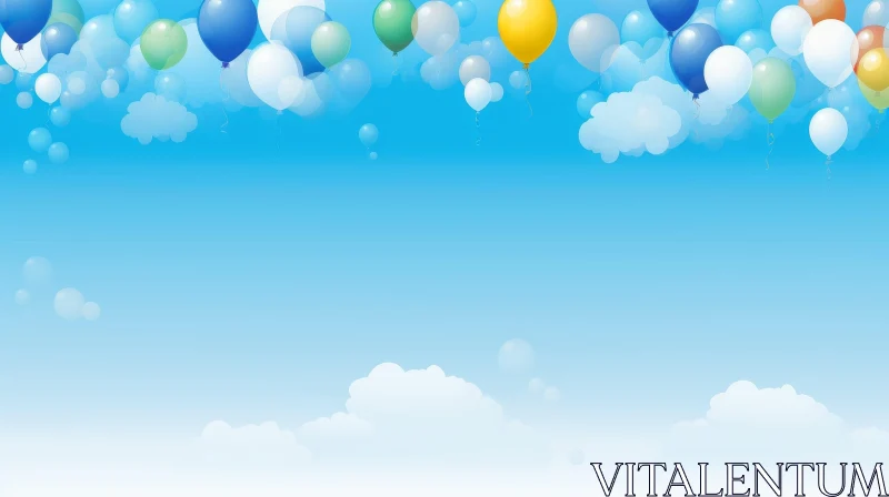 Colorful Balloons in Blue Sky | Festive Celebration Image AI Image