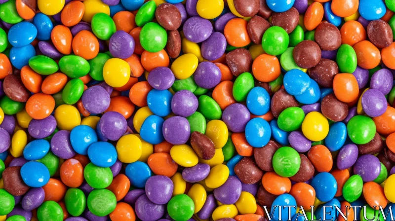 Colorful Chocolate Candies: A Vibrant Assortment in Top View AI Image
