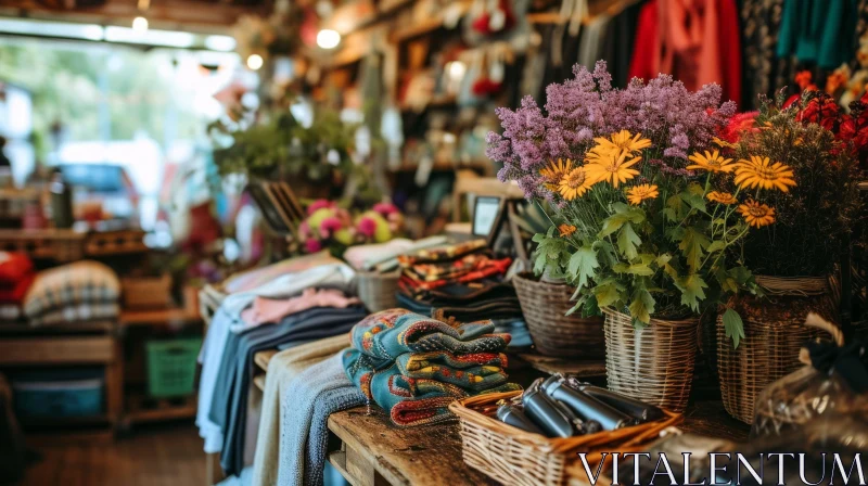 AI ART Cozy Retail Store with Clothing and Home Goods | Rustic Charm